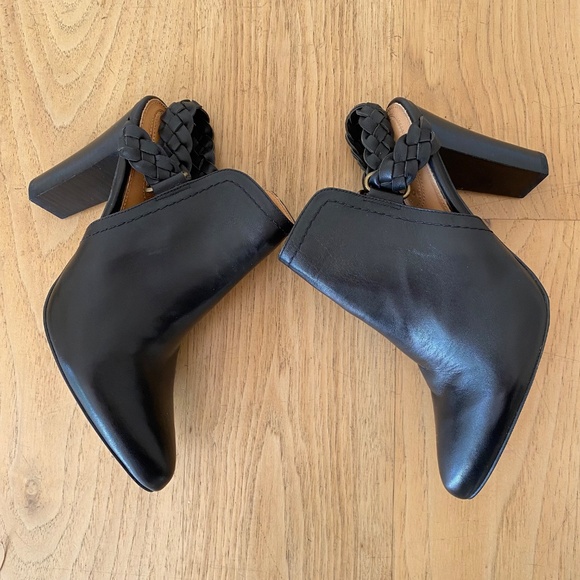 CORSO COMO Black Leather Braided Heeled Booties - Picture 2 of 7